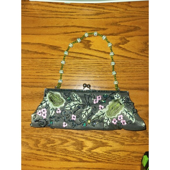 Apt 9 Forest Green Embroided Embellished Clutch Handbag - Picture 2 of 9